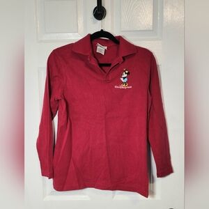 VINTAGE Official WALT DISNEY WORLD Minnie Mouse Long Sleeve Collar Top - Size S